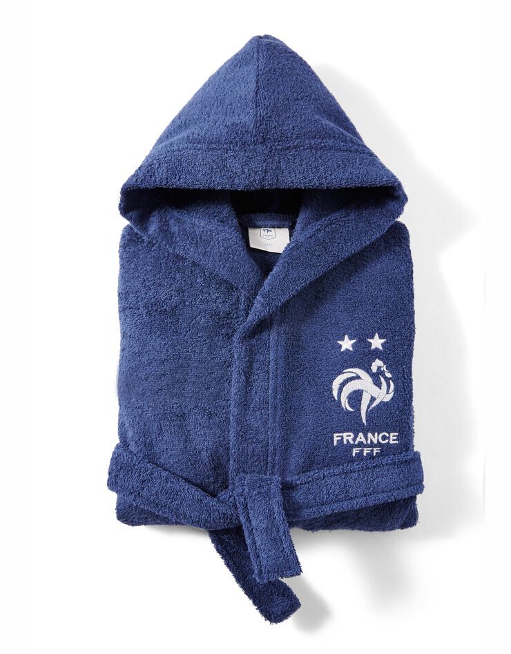 Peignoir de bain enfant FFF® col capuche (bleu) Peignoir de bain enfant FFF® col capuche (bleu)