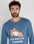 Pyjama coton imprim&eacute; message, manches longues (bleu / gris)