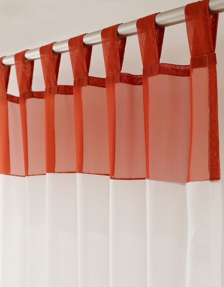 Panneau rideau voile bicolore (terracotta / blanc)