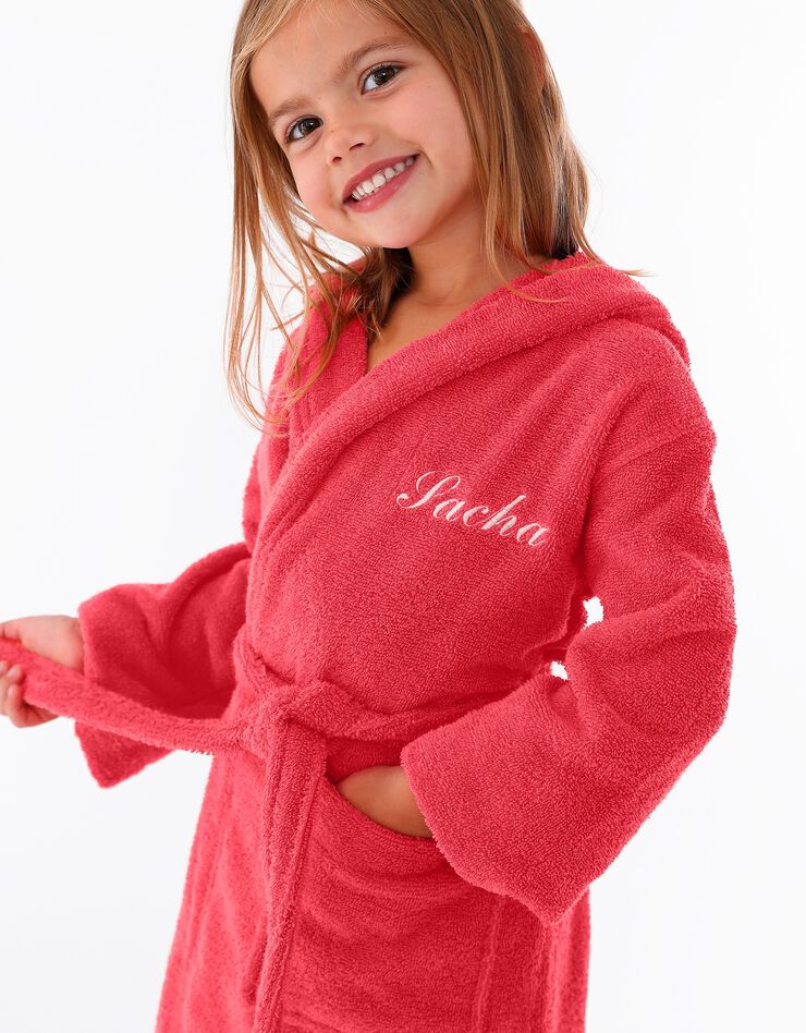 Peignoir enfant éponge à capuche personnalisable (corail) Peignoir enfant éponge à capuche personnalisable (corail)
