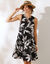 Robe courte imprimée sans manches (noir / écru)