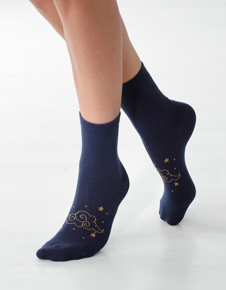 Chaussettes motif astres - lot de 4 paires (marine / bleu canard) Chaussettes motif astres - lot de 4 paires (marine / bleu canard)