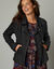 Blouson zippé col tailleur pressionné, suédine (noir)