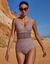 Maillot de bain 1 pi&egrave;ce imprim&eacute; Tahona (beige / chocolat)