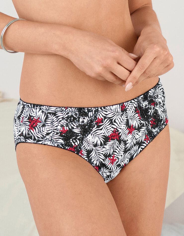 Culotte coton imprimé brodé Olbia – lot de 2 (noir / blanc) Culotte coton imprimé brodé Olbia – lot de 2 (noir / blanc)