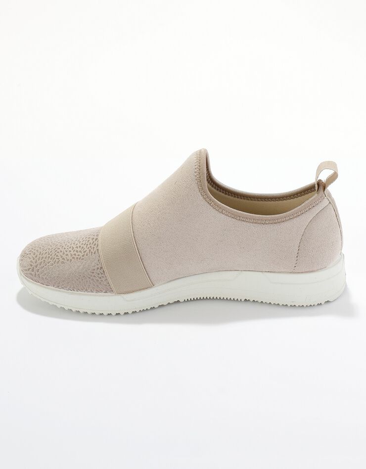 Baskets à enfiler spécial pieds sensibles en tissu extensible (beige) Baskets à enfiler spécial pieds sensibles en tissu extensible (beige)