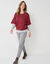 Pull poncho manches coudes, maille anglaise et torsades (bordeaux)