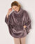Poncho maille polaire texturée, col montant (taupe)