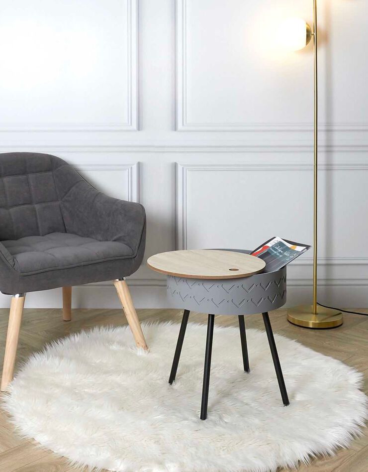 Table d’appoint-coffre déco - pieds métal (gris)
