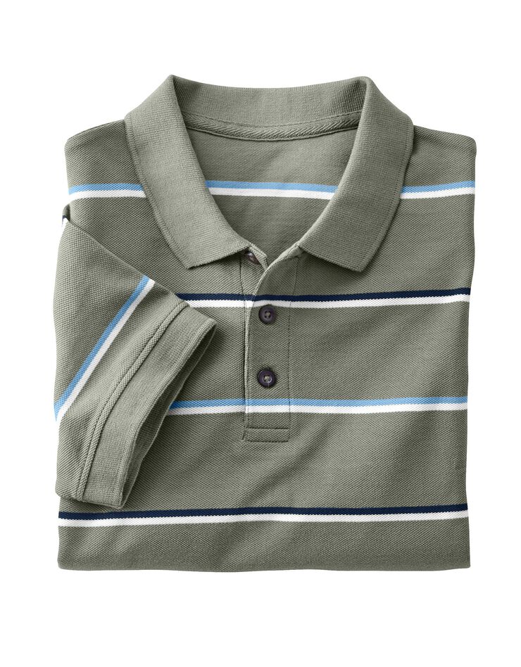 Polo rayé maille piquée chinée (kaki) Polo rayé maille piquée chinée (kaki)