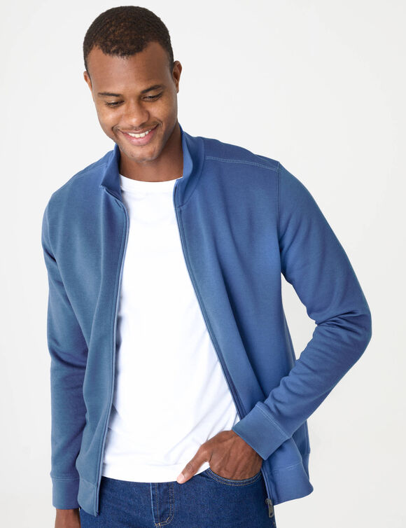 Sweat enti&egrave;rement zipp&eacute; uni (bleu)
