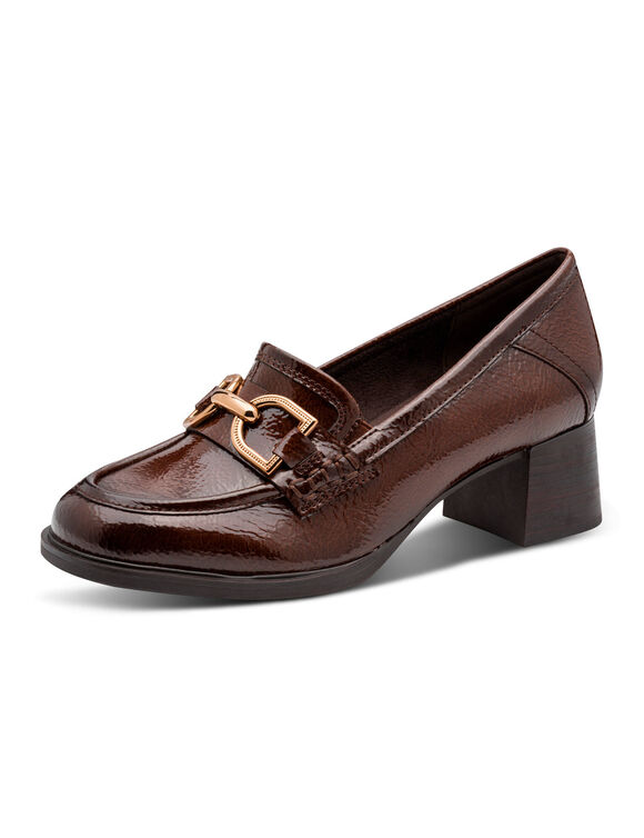 Mocassins &agrave; talon grande largeur (chocolat)