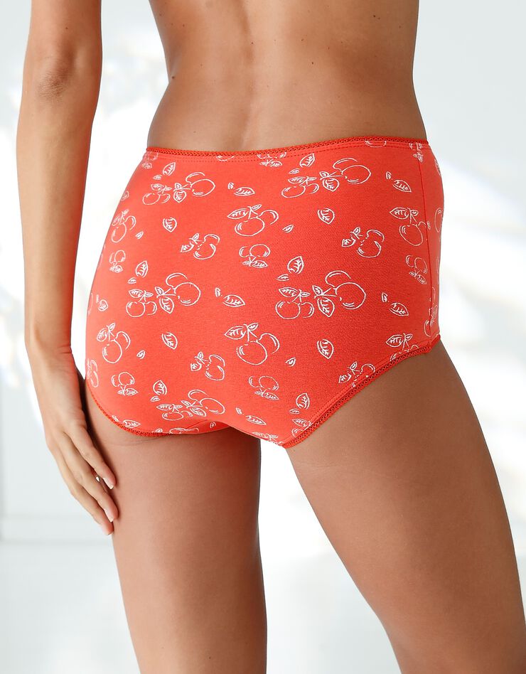 Culotte coton forme maxi imprimée motifs "cerises' assortis– Lot de 4 (grenadine / bleu) Culotte coton forme maxi imprimée motifs "cerises' assortis– Lot de 4 (grenadine / bleu)