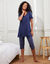 Pyjama court imprimé étoiles (marine / violine)