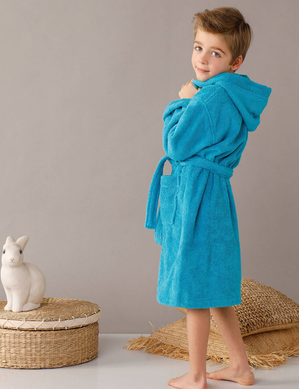 Peignoir mixte coton bouclette à capuche Cocooning - Orange - Adulte - 69.90