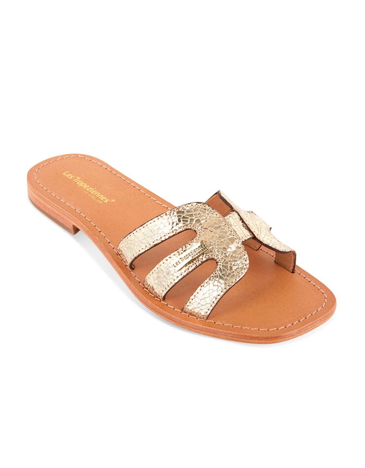 Mules plates en cuir Hadamia, pieds larges (doré)
