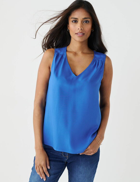 Caraco col V uni  (bleu)