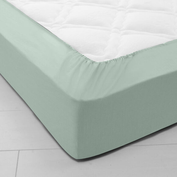 Drap-housse uni coton bonnet 32 cm (vert amande)