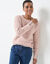 Pull col rond, maille poilue fantaisie (rose poudr&eacute;)