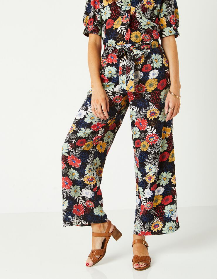 Pantalon raccourci imprimé (noir / multicolore) Pantalon raccourci imprimé (noir / multicolore)