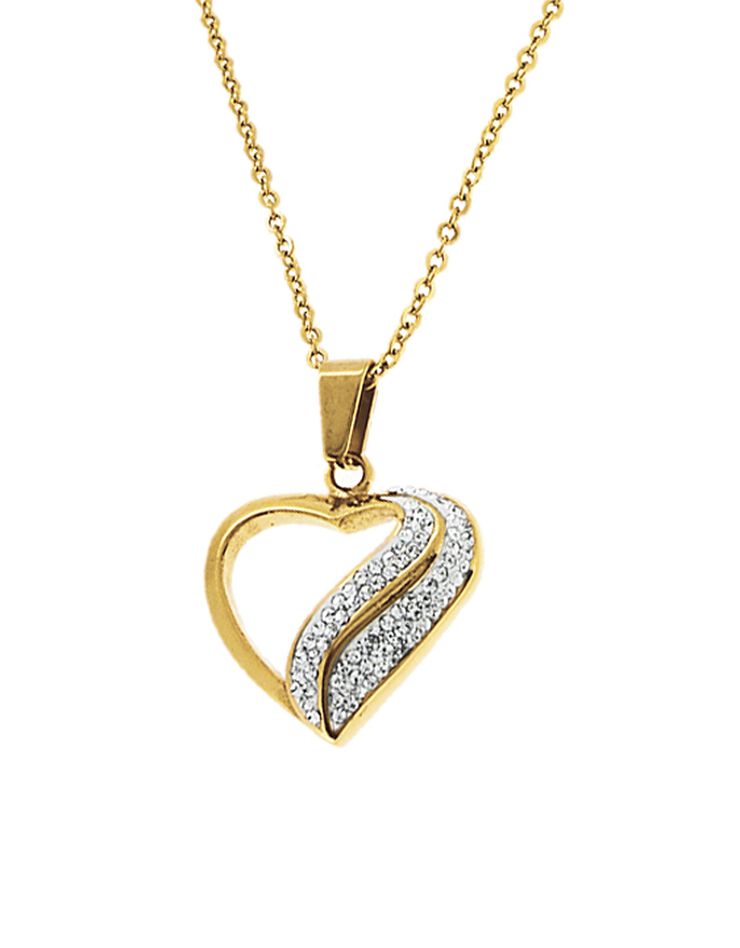 Collier coeur cristaux et doré or fin (doré)