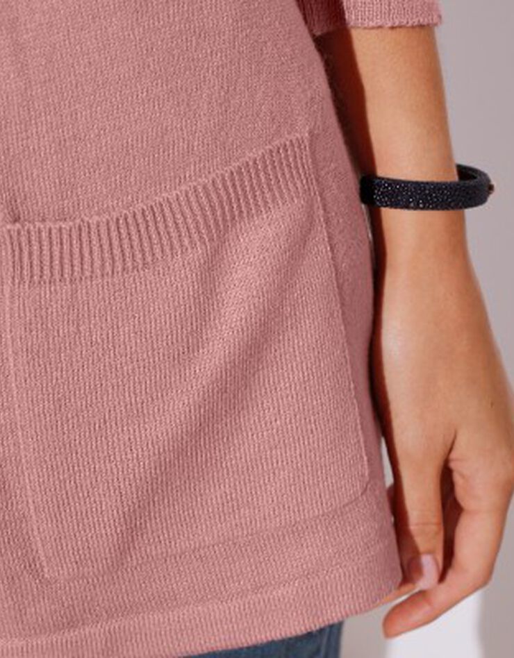 Gilet porter ouvert toucher cachemire (rose grisé) Gilet porter ouvert toucher cachemire (rose grisé)