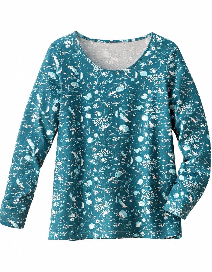 Tee-shirt manches longues – fleuri émeraude (émeraude)