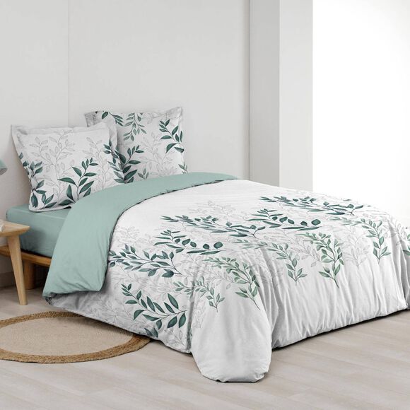 Parure de lit imprimée Wendy - percale de coton (vert)