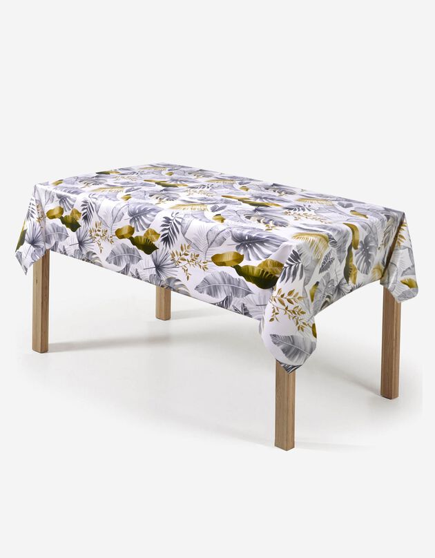 Nappe toile cirée imprimé Jungle (gris / doré)