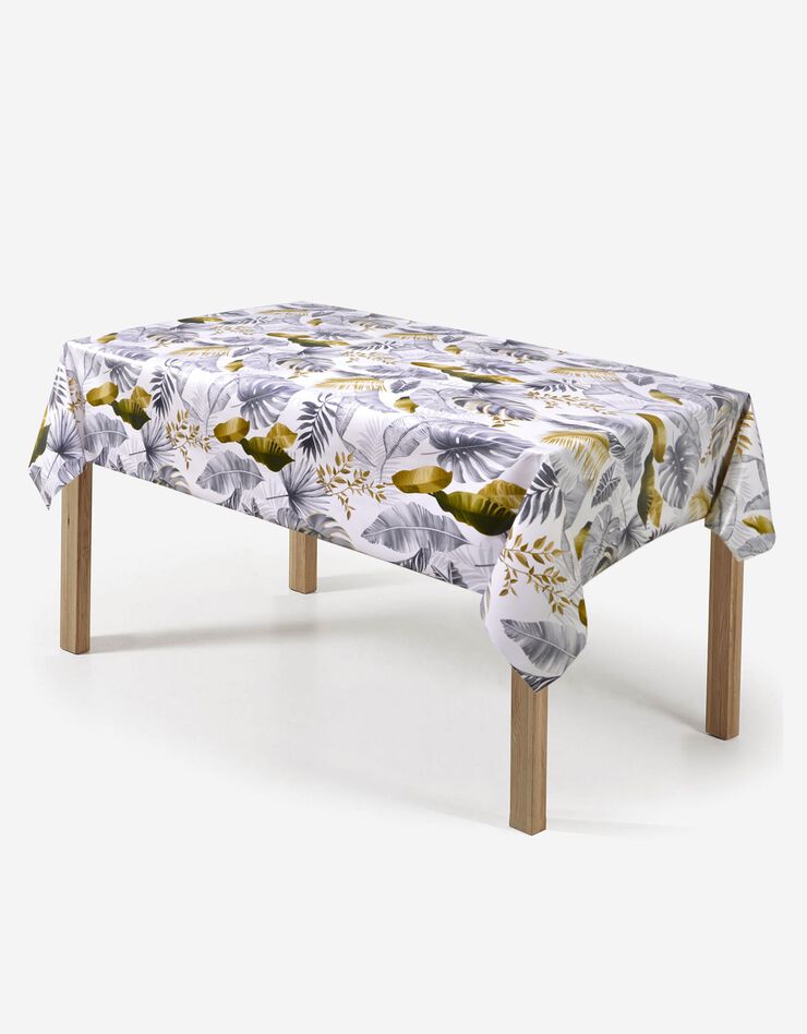 Nappe toile cirée imprimé Jungle (gris / doré)