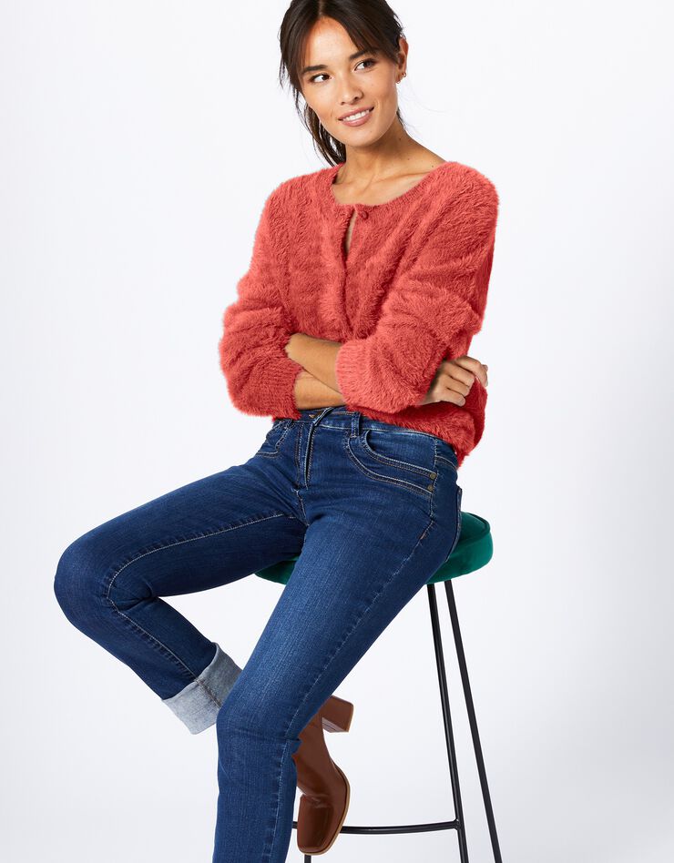 Cardigan en maille douceur (corail) Cardigan en maille douceur (corail)