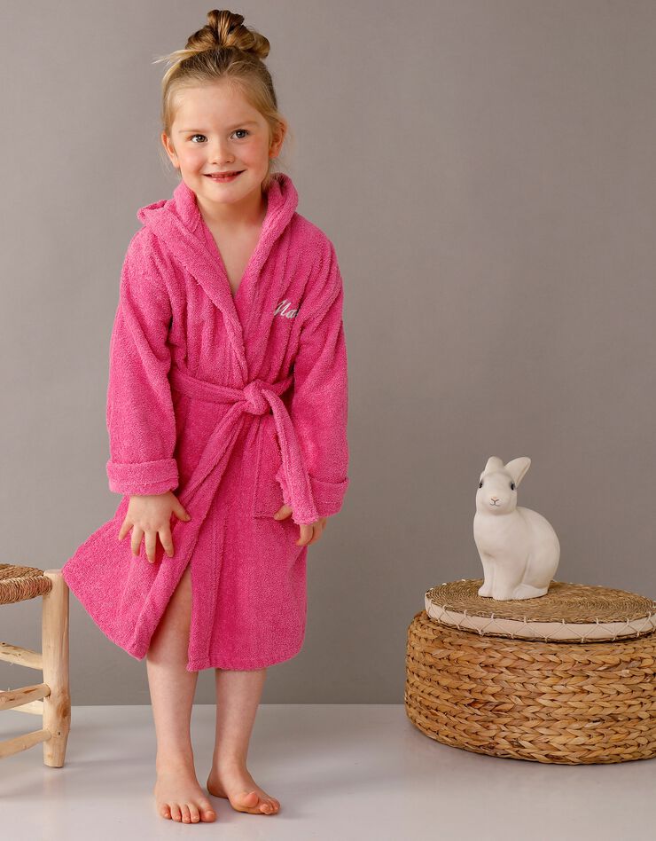 Peignoir enfant éponge à capuche personnalisable  (fuchsia)