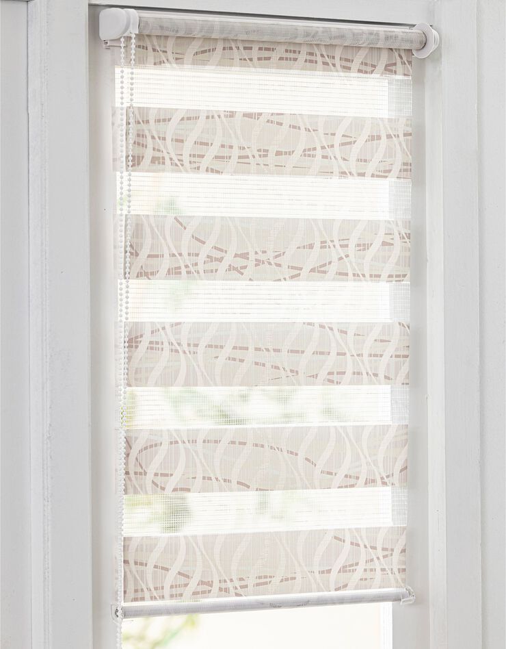 Store jour/nuit motif serpentins (taupe / blanc)