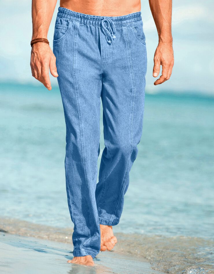 Jean denim léger taille élastiquée (bleached) Jean denim léger taille élastiquée (bleached)