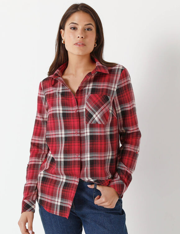 Chemise flanelle à carreaux (prune / rose)