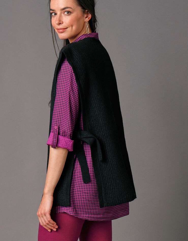 Pull tunique sans manches, maille anglaise toucher mohair (noir) Pull tunique sans manches, maille anglaise toucher mohair (noir)