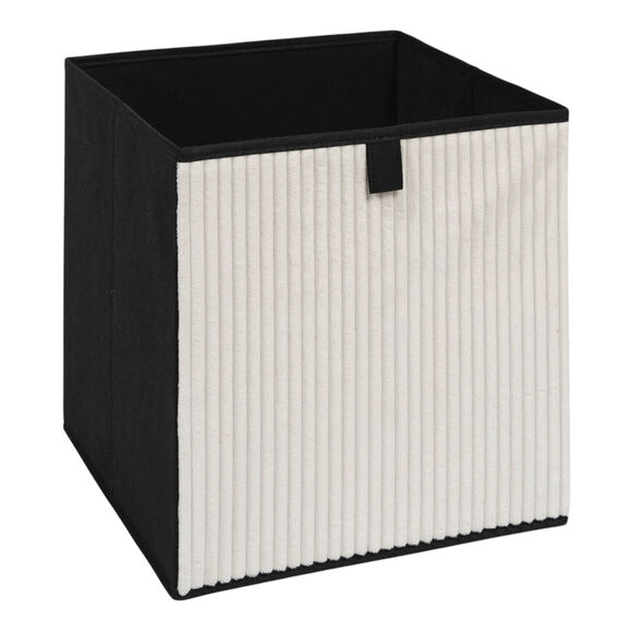 Cube de rangement pliable, velours côtelé (blanc)