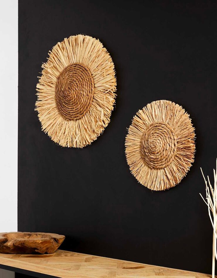 Déco murale ronde en fibres végétales - GM (naturel)