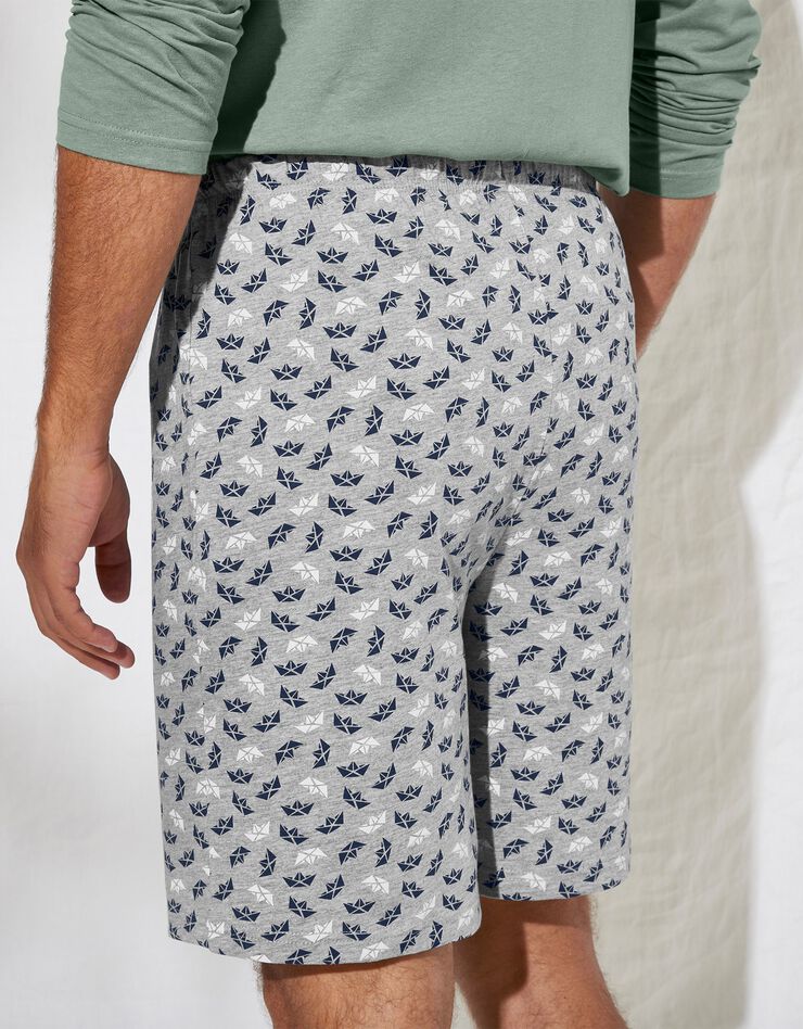 Short pyjama imprimé (gris / marine)
