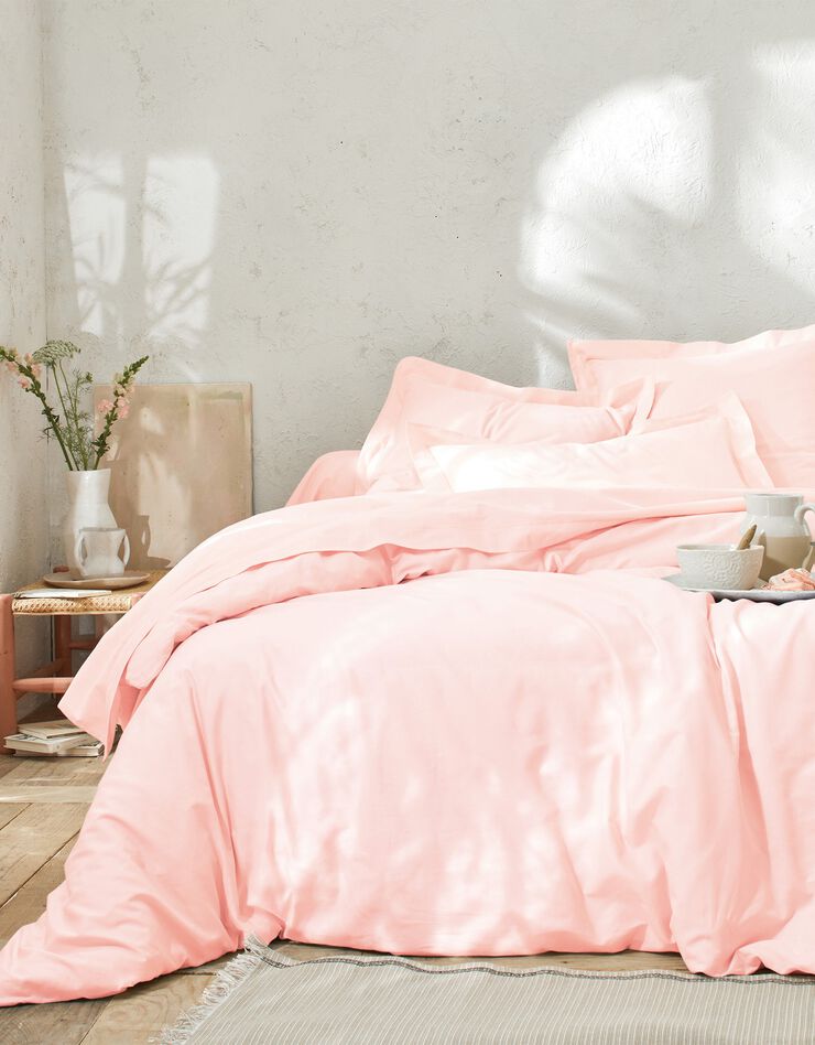 Linge de lit uni coton (rose poudré)