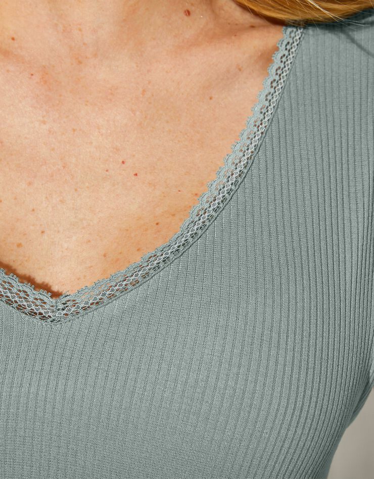 Chemise de nuit longue maille viscose unie (vert grisé) Chemise de nuit longue maille viscose unie (vert grisé)