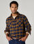 Chemise carreaux &eacute;cossais flanelle (cuivre / marine)