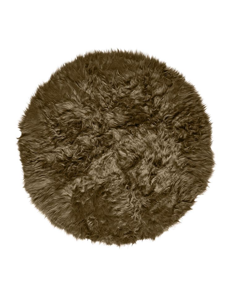 Tapis rond poils longs (taupe)