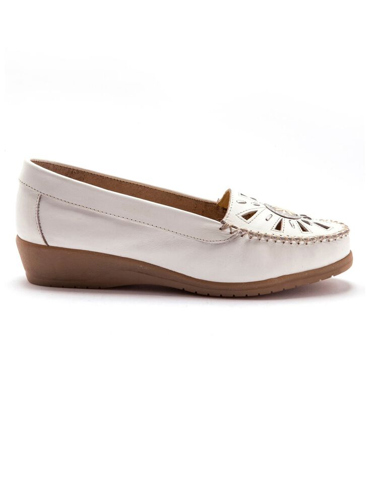 Mocassins "sans gêne" cuir grande largeur - blanc (blanc) Mocassins "sans gêne" cuir grande largeur - blanc (blanc)