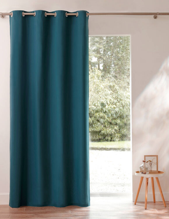 Rideau occultant bachette uni (bleu)