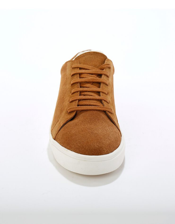 Tennis en cuir fourrées col effet mouton (caramel)