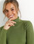 Pull col roulé, maille côtelée (vert olive)