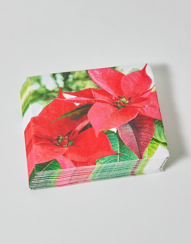 Serviettes en papier "poinsettia" - lot de 20 (rouge)