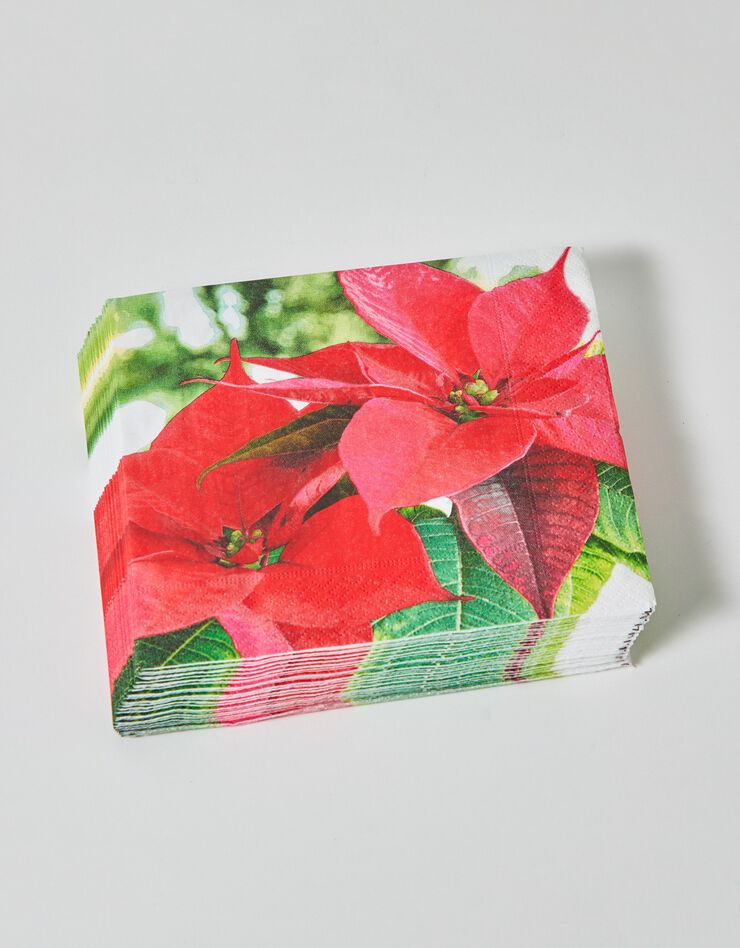 Serviettes en papier "poinsettia" - lot de 20 (rouge)