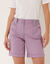 Bermuda toile extensible ceinture maille (parme)
